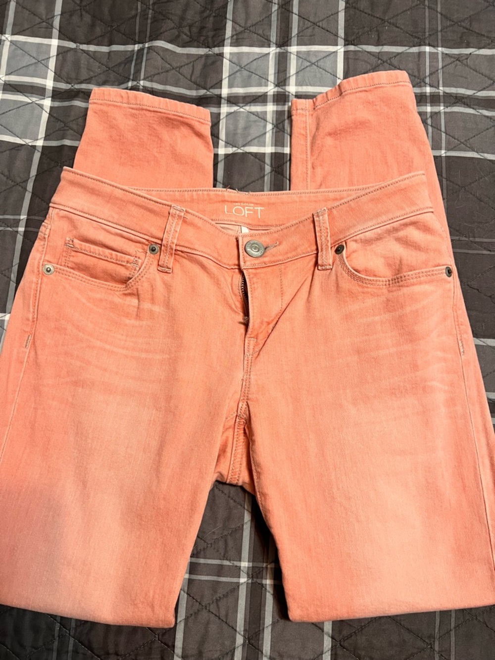 LOFT Coral-Orange Skinny Jeans for Women